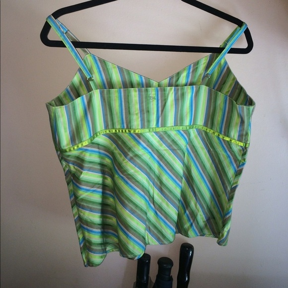 Vintage Tommy Hilfiger Green Blue & Gray Striped Spaghetti Strap Cami - Picture 7 of 8